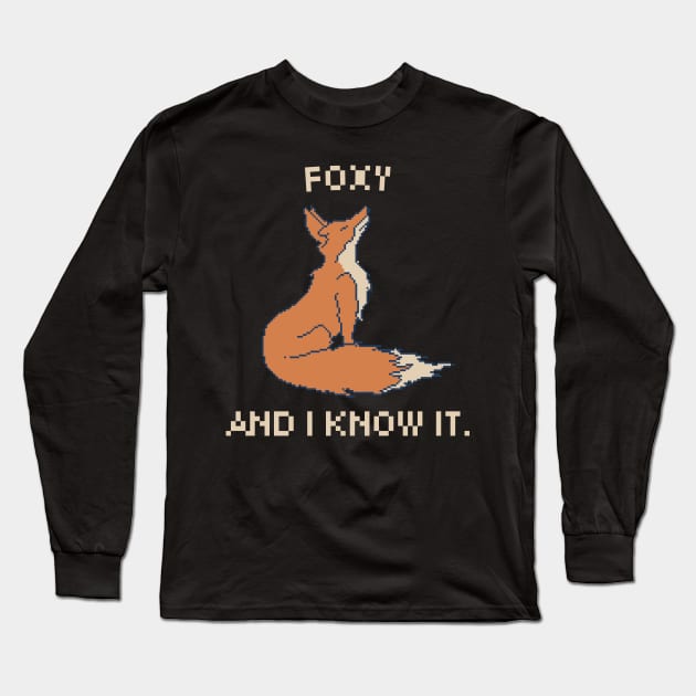 Foxy and I Know It. 8-Bit Pixel Art Fox Long Sleeve T-Shirt by pxlboy